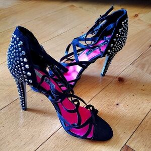 Brand New Limited Edition Gianni Bini Black Heels with Rhinestone Accents